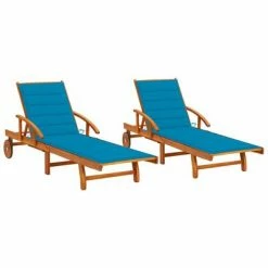 VidaXL Chaises longues 2 pcs avec coussins Bois d'acacia solide