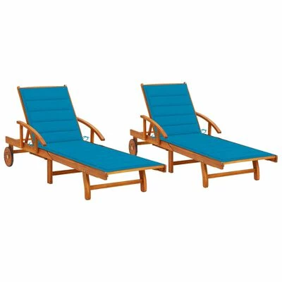 VidaXL Chaises longues 2 pcs avec coussins Bois d'acacia solide 3 VidaXL Chaises longues 2 pcs avec coussins Bois d'acacia solide