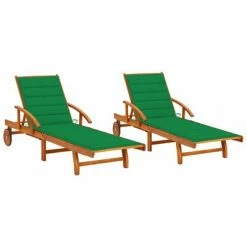 VidaXL Chaises longues 2 pcs avec coussins Bois d'acacia solide
