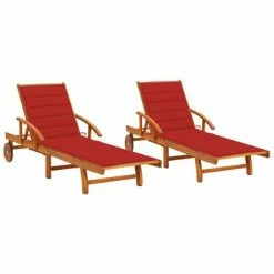 VidaXL Chaises longues 2 pcs avec coussins Bois d'acacia solide