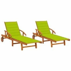 VidaXL Chaises longues 2 pcs avec coussins Bois d'acacia solide