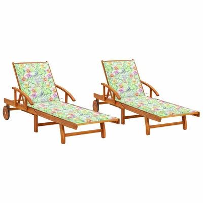 VidaXL Chaises longues 2 pcs avec coussins Bois d'acacia solide 3 VidaXL Chaises longues 2 pcs avec coussins Bois d'acacia solide