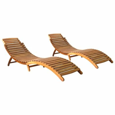 VidaXL Chaises longues 2 pcs Bois d'acacia solide 3 VidaXL Chaises longues 2 pcs Bois d'acacia solide