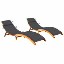 VidaXL Chaises longues 2 pcs avec coussins Bois d'acacia solide
