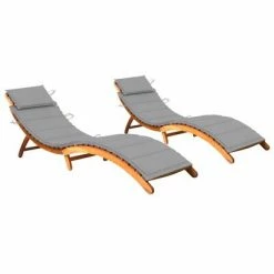 VidaXL Chaises longues 2 pcs avec coussins Bois d'acacia solide
