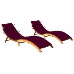 VidaXL Chaises longues 2 pcs avec coussins Bois d'acacia solide