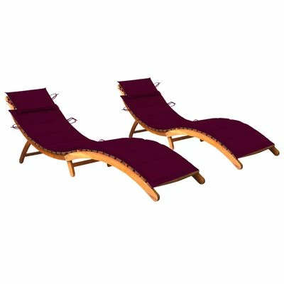 VidaXL Chaises longues 2 pcs avec coussins Bois d'acacia solide 3 VidaXL Chaises longues 2 pcs avec coussins Bois d'acacia solide