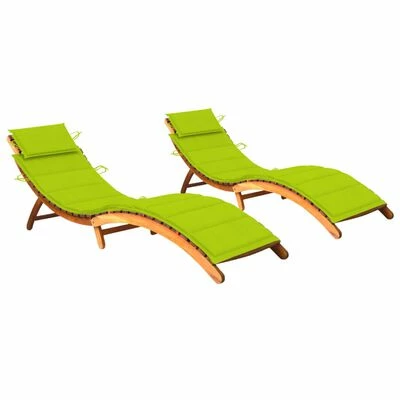 VidaXL Chaises longues 2 pcs avec coussins Bois d'acacia solide 3 VidaXL Chaises longues 2 pcs avec coussins Bois d'acacia solide