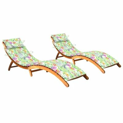 VidaXL Chaises longues 2 pcs avec coussins Bois d'acacia solide 3 VidaXL Chaises longues 2 pcs avec coussins Bois d'acacia solide