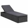 VidaXL Chaise longue Résine tressée Noir et gris foncé 2 VidaXL Chaise longue Résine tressée Noir et gris foncé -Bains de soleil Soldes image 1 310148