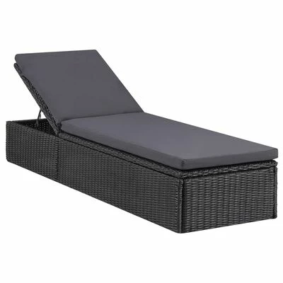 VidaXL Chaise longue Résine tressée Noir et gris foncé 3 VidaXL Chaise longue Résine tressée Noir et gris foncé