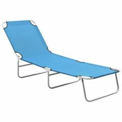 VidaXL Chaise longue pliable Acier et tissu Bleu turquoise