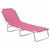 VidaXL Chaise longue pliable Acier et tissu Rose 2 VidaXL Chaise longue pliable Acier et tissu Rose -Bains de soleil Soldes image 1 310330