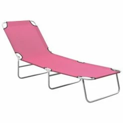 VidaXL Chaise longue pliable Acier et tissu Rose