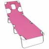 VidaXL Chaise longue pliable avec coussin de tête Acier Rose magento 2 VidaXL Chaise longue pliable avec coussin de tête Acier Rose magento -Bains de soleil Soldes image 1 310333