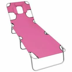 VidaXL Chaise longue pliable avec coussin de tĂȘte Acier Rose magento