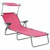 VidaXL Chaise longue avec auvent Acier Rose 1 VidaXL Chaise longue avec auvent Acier Rose -Bains de soleil Soldes image 1 310337