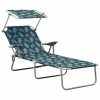 VidaXL Chaise longue avec auvent Acier Motif de feuilles 1 VidaXL Chaise longue avec auvent Acier Motif de feuilles -Bains de soleil Soldes image 1 310338