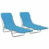 VidaXL Chaises longues pliables 2 pcs Acier et tissu Bleu 2 VidaXL Chaises longues pliables 2 pcs Acier et tissu Bleu -Bains de soleil Soldes image 1 310344