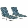 VidaXL Chaises longues pliables 2 pcs Acier et tissu Motif de feuilles 2 VidaXL Chaises longues pliables 2 pcs Acier et tissu Motif de feuilles -Bains de soleil Soldes image 1 310346
