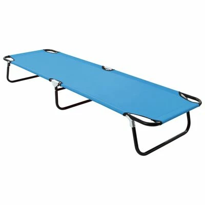 VidaXL Chaise longue pliable Acier Bleu turquoise 3 VidaXL Chaise longue pliable Acier Bleu turquoise
