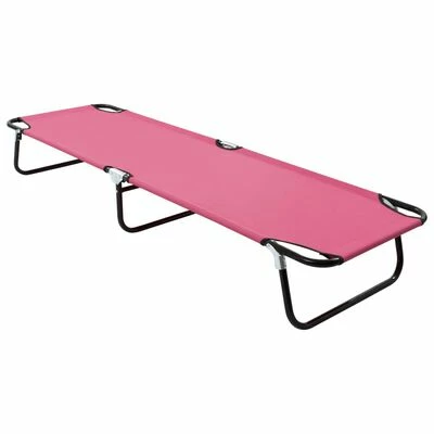 VidaXL Chaise longue pliable Acier Rose 3 VidaXL Chaise longue pliable Acier Rose