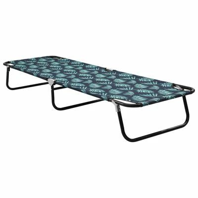 VidaXL Chaise longue pliable Acier Motif de feuilles 3 VidaXL Chaise longue pliable Acier Motif de feuilles