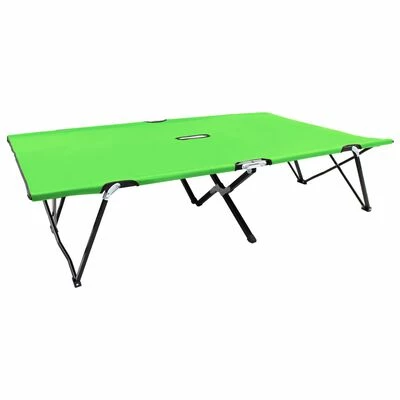 VidaXL Chaise longue pliable 2 places Vert Acier 3 VidaXL Chaise longue pliable 2 places Vert Acier