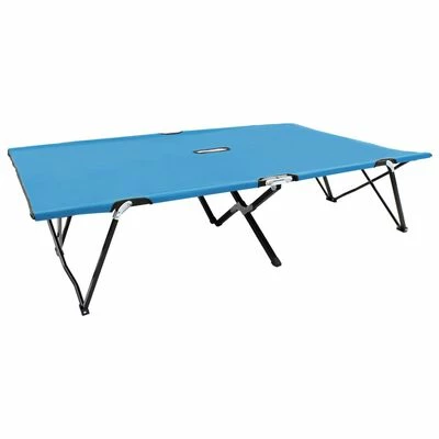 VidaXL Chaise longue pliable 2 places Bleu Acier 3 VidaXL Chaise longue pliable 2 places Bleu Acier