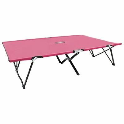 VidaXL Chaise longue pliable 2 places Rose Acier 3 VidaXL Chaise longue pliable 2 places Rose Acier