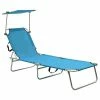 VidaXL Chaise longue pliable avec auvent Bleu Aluminium 2 VidaXL Chaise longue pliable avec auvent Bleu Aluminium -Bains de soleil Soldes image 1 310362