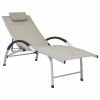 VidaXL Chaise longue Aluminium textilène Crème 1 VidaXL Chaise longue Aluminium textilène Crème -Bains de soleil Soldes image 1 310502
