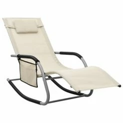 VidaXL Chaise longue Textilène Crème et gris