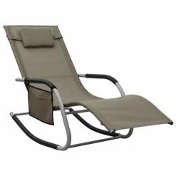 VidaXL Chaise longue Textilène Taupe et gris