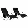VidaXL Chaises longues 2 pcs Textilène Noir et gris 1 VidaXL Chaises longues 2 pcs Textilène Noir et gris -Bains de soleil Soldes image 1 310509