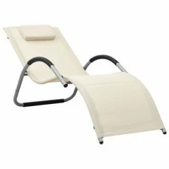 VidaXL Chaise longue Textilène Crème et gris