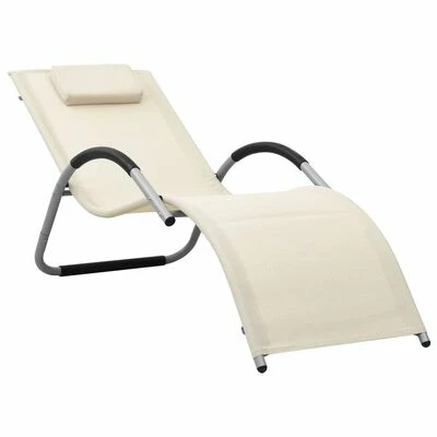 VidaXL Chaise longue Textilène Crème et gris 3 VidaXL Chaise longue Textilène Crème et gris