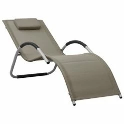 VidaXL Chaise longue Textilène Taupe et gris