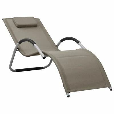 VidaXL Chaise longue Textilène Taupe et gris 3 VidaXL Chaise longue Textilène Taupe et gris