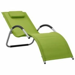 VidaXL Chaise longue Textilène Vert et gris
