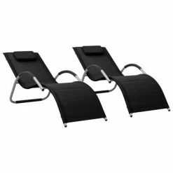 VidaXL Chaises longues Textilène 2 pcs Noir et gris
