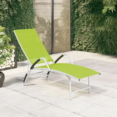 VidaXL Chaise longue Textilène et aluminium Vert 4 VidaXL Chaise longue Textilène et aluminium Vert – Image 2