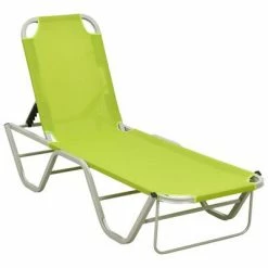 VidaXL Chaise longue Aluminium et textilène Vert