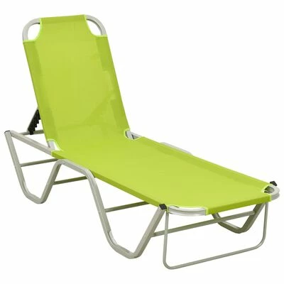 VidaXL Chaise longue Aluminium et textilène Vert 3 VidaXL Chaise longue Aluminium et textilène Vert