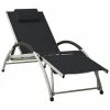 VidaXL Chaise longue avec oreiller Textilène Noir 1 VidaXL Chaise longue avec oreiller Textilène Noir -Bains de soleil Soldes image 1 310529
