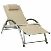 VidaXL Chaise longue avec oreiller Textilène Crème 2 VidaXL Chaise longue avec oreiller Textilène Crème -Bains de soleil Soldes image 1 310530