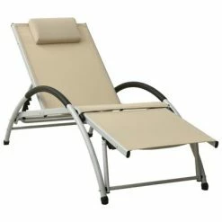 VidaXL Chaise longue avec oreiller Textilène Crème