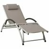 VidaXL Chaise longue avec oreiller Textilène Taupe 2 VidaXL Chaise longue avec oreiller Textilène Taupe -Bains de soleil Soldes image 1 310531