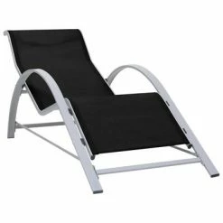 VidaXL Chaise longue Textilène et aluminium Noir