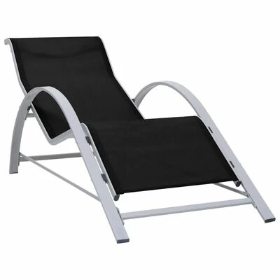 VidaXL Chaise longue Textilène et aluminium Noir 3 VidaXL Chaise longue Textilène et aluminium Noir